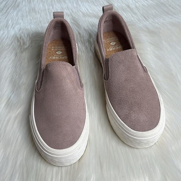 Sperry Purple Suede Twin Gore Espadrille Platform Sneakers - Picture 9 of 10